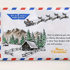 Xmas City House Background Transparent Stamp for Card Making