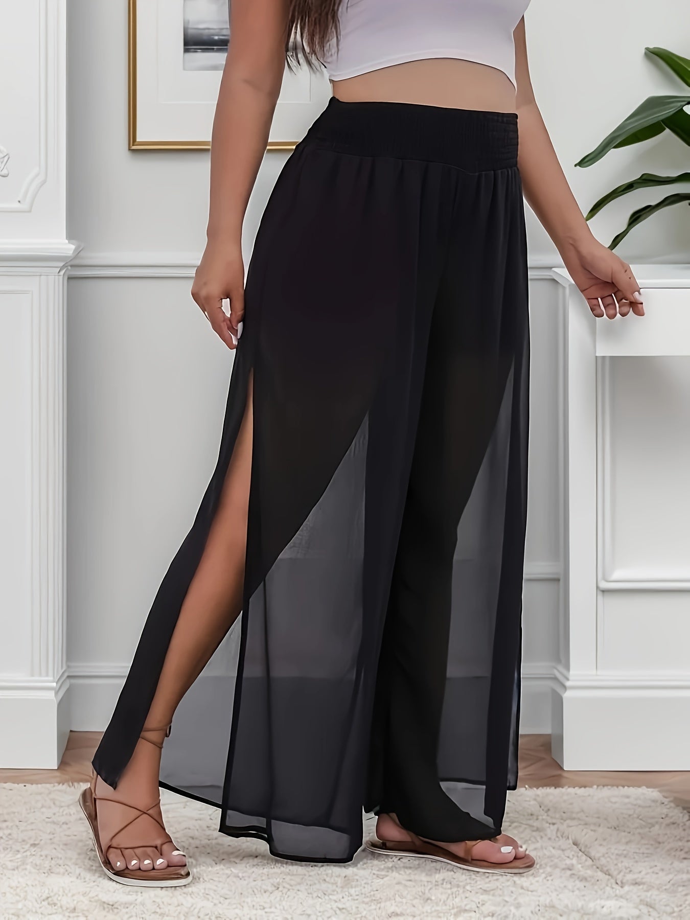  Solid Contrast Mesh High Rise Skort