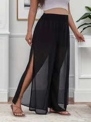  Solid Contrast Mesh High Rise Skort
