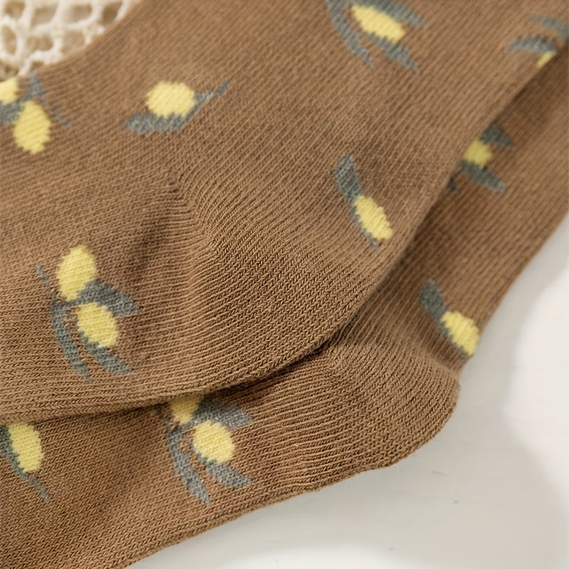 4 Pairs Cartoon Teddy Bear Crew Socks for Kids
