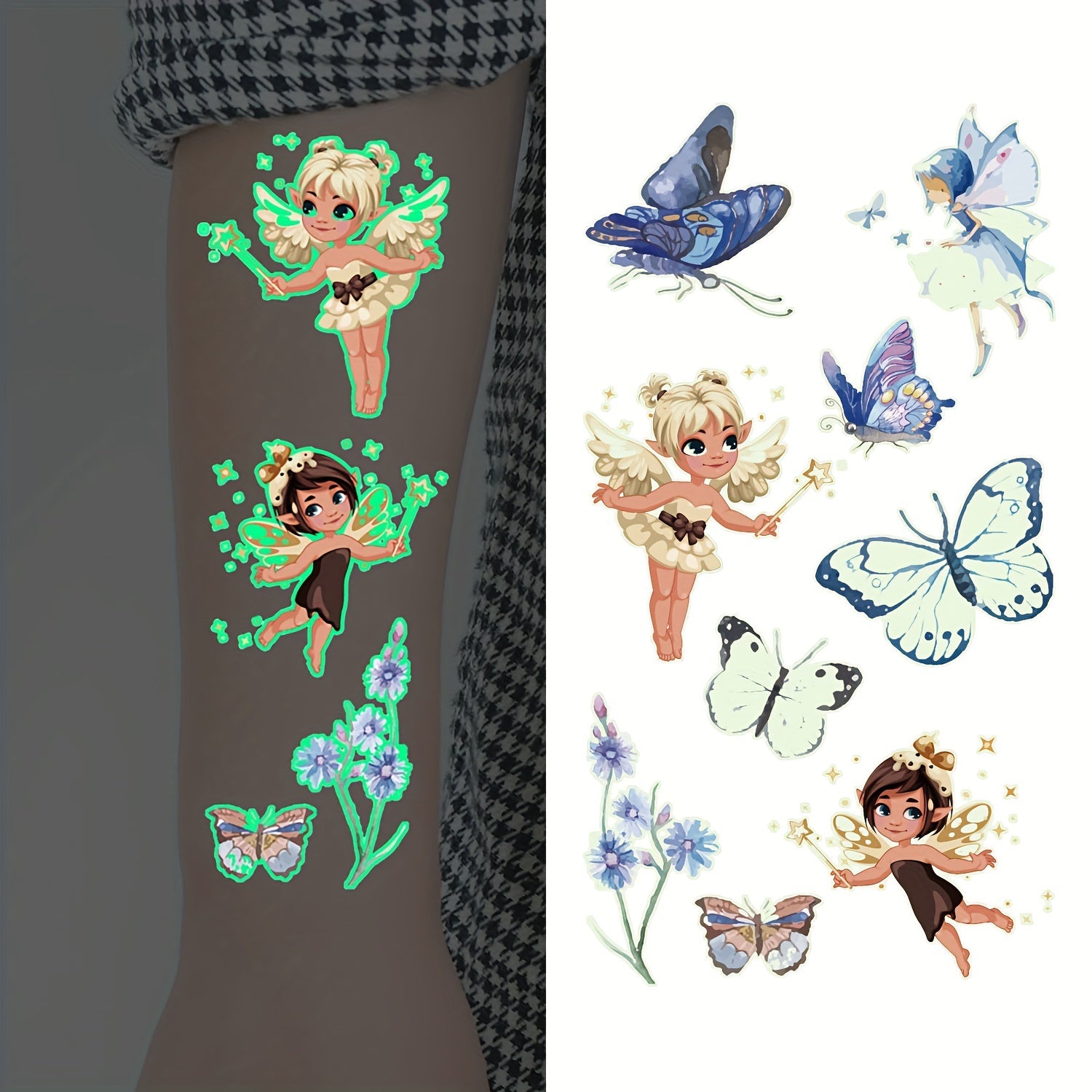 10 Glow in The Dark Cartoon Temporary Tattoos