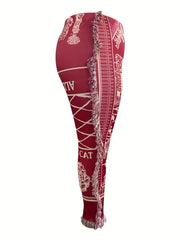 Women's Plus Size Graphic Print Tassel Elastic Hippie Pants