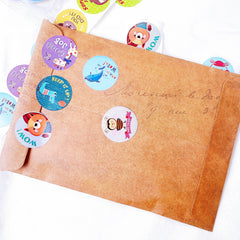 500pcs Roll Reward Encouragement Stickers Round Animal Sealing Stickers