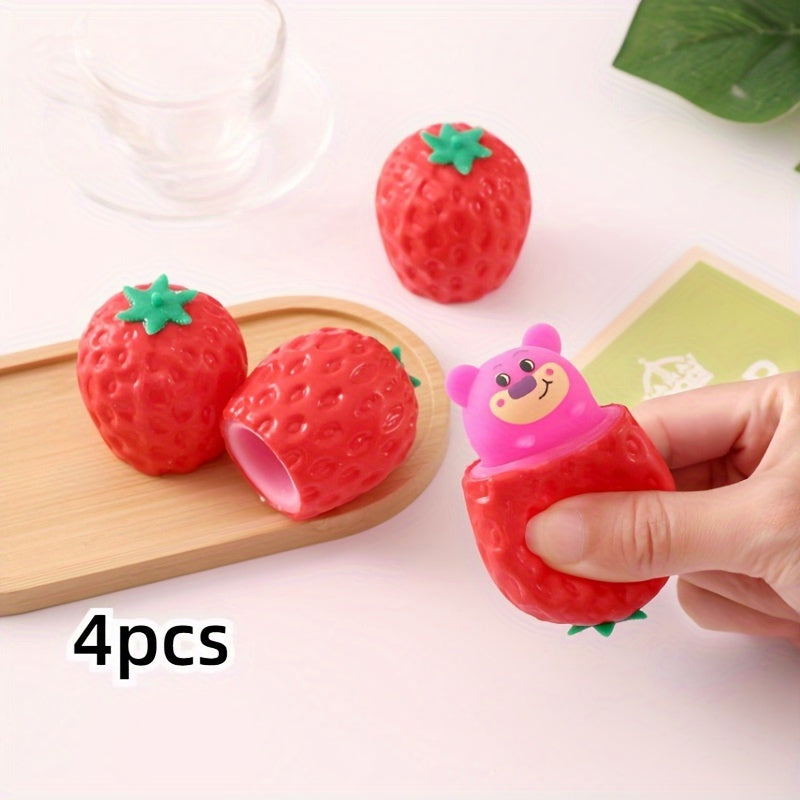 Soft Strawberry Bears Sensory Fidget Toys Set of 8pcs