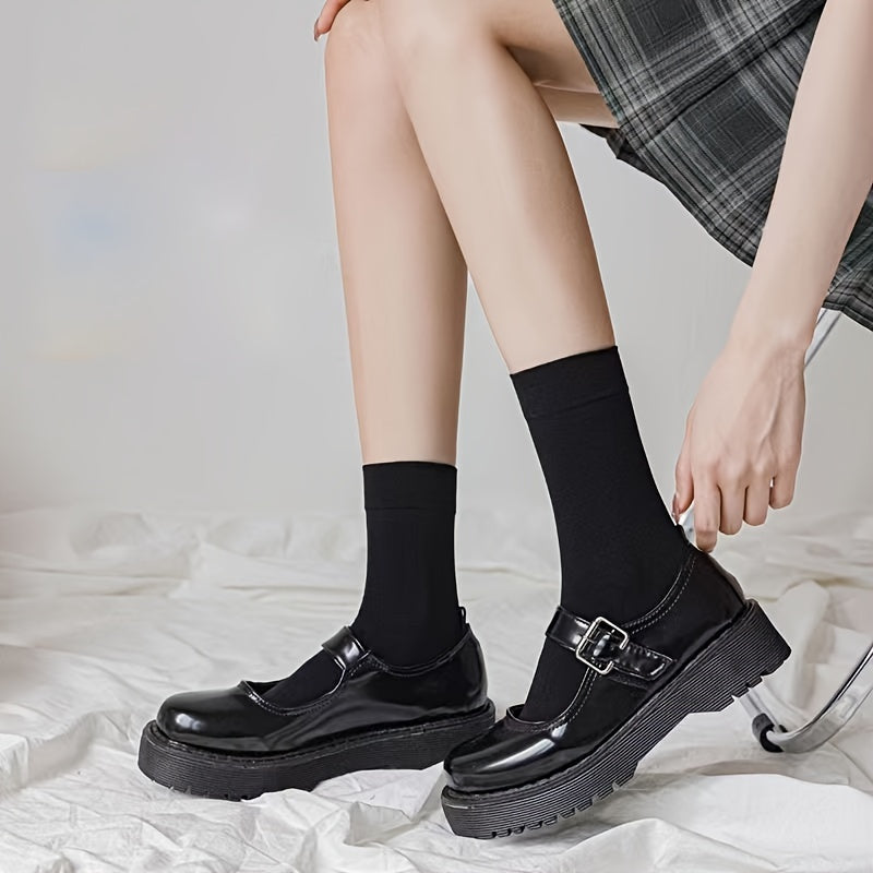 2 Pairs Comfy Solid Socks Women's Stockings