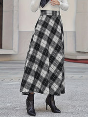  Plaid Maxi Skirt with Pockets