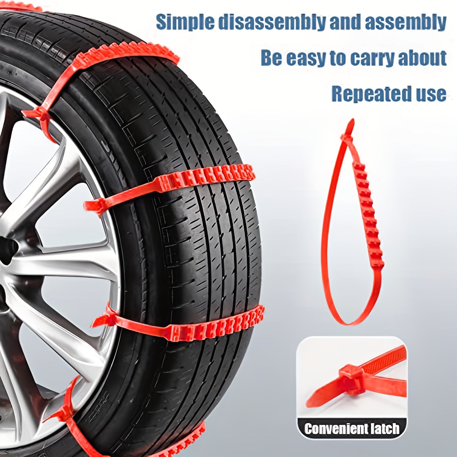 5Pcs Reusable Car Snow Chains Adjustable Emergency Portable Snow Tire