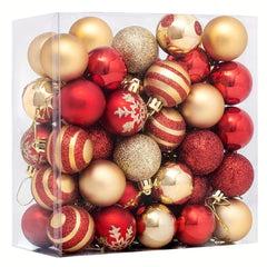 50pcs Shatterproof Christmas Tree Ornaments Round Baubles for Holiday Decor