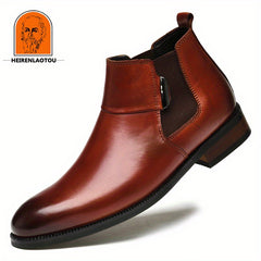 Men's Stacked Heel Chelsea Boots Casual Walking Shoes Elevator Shoes