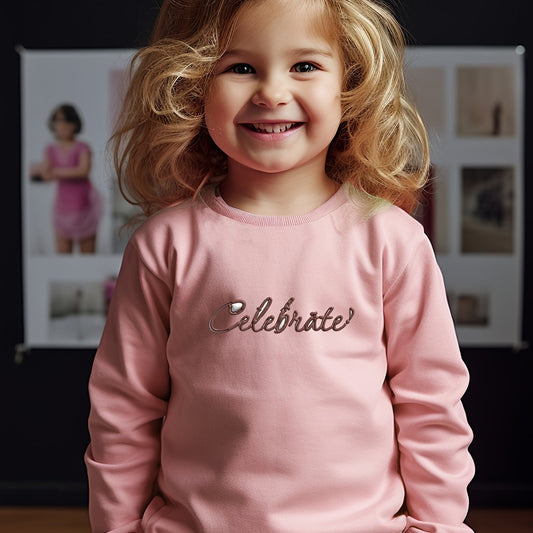Breathable CELEBRATE Graphic Crew Neck Long Sleeve Sweatshirt Pullover