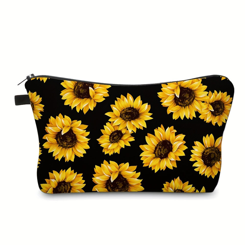 Waterproof Sunflower Makeup Bag Zipper Clutch Organizer Toiletry Storage Travel