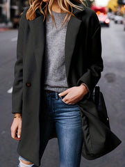 Solid Single Breasted Casual Lapel Blazer Long Sleeve