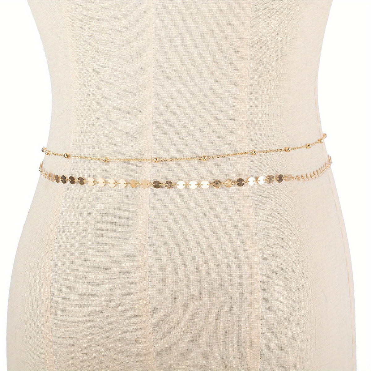 Boho Sequin Beads Sparkly Belly Chain Double Layer Waist Chain