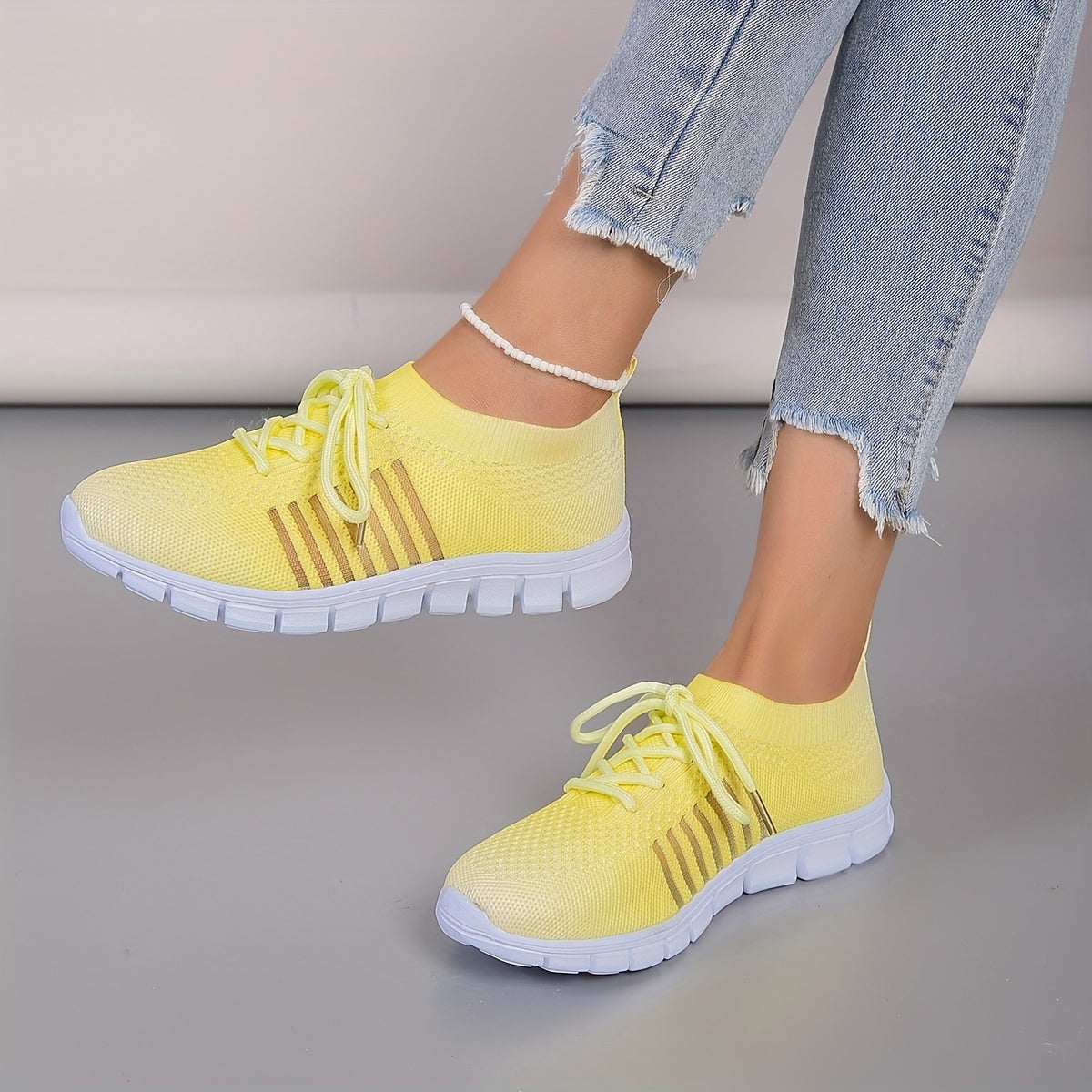 Women's Gradient Mesh Running Shoes Comfortable Lace Up Low Cut Sneakers