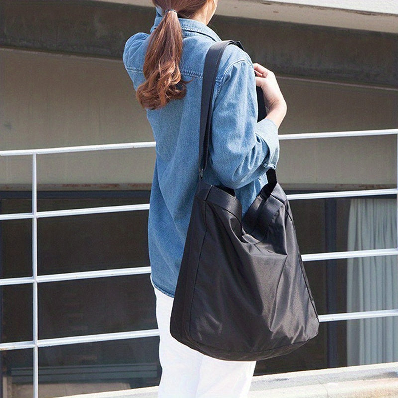 Foldable Nylon Tote Bag Large Capacity Lightweight Travel Crossbody Bag