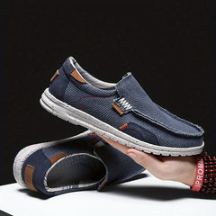 Men's Linen Comfy Slip On Loafers Wear resistant Non Slip Shoes