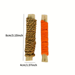 3pcs Rabbit Chew Toys Natural Grass Sweet Bamboo Molar Stick