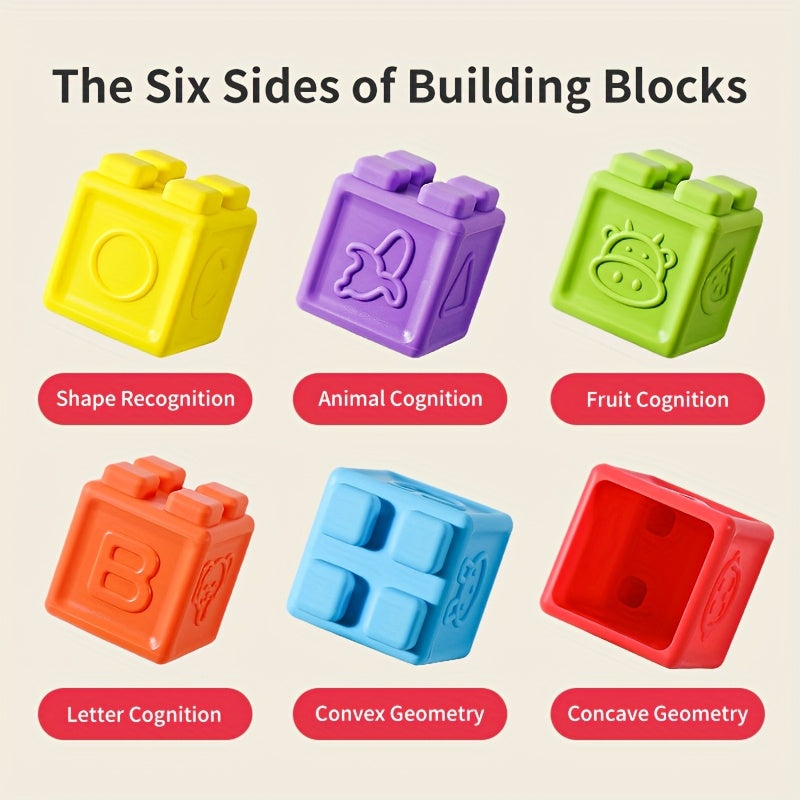 12pcs Large Building Blocks Shapes Letters Fruits Animals Vibrant Col