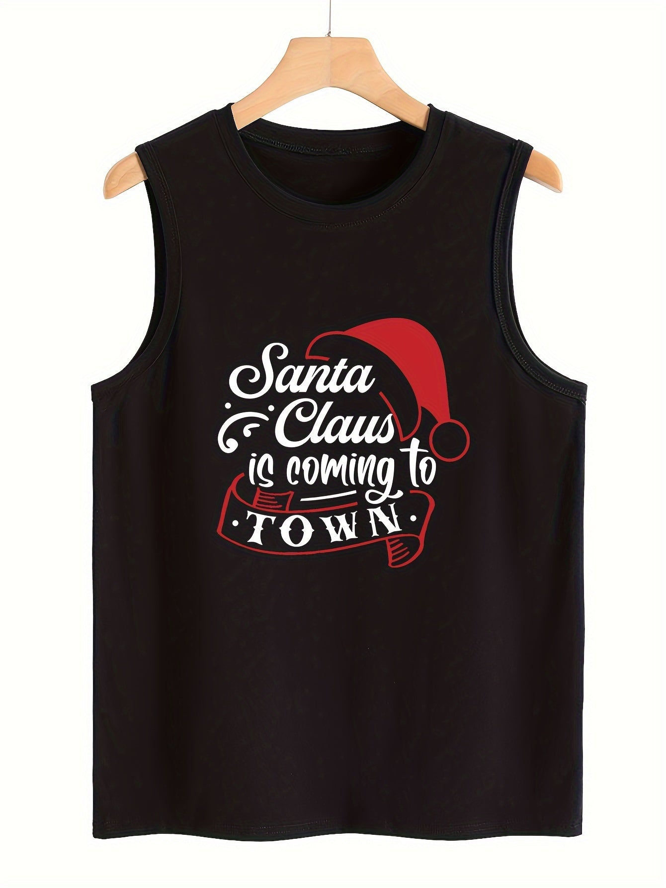 Santa Claus Letter Print Sleeveless Sports Vest Top