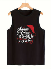 Santa Claus Letter Print Sleeveless Sports Vest Top