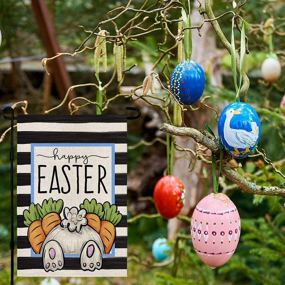 Happy Easter Garden Flag Rabbit 30 48 45 72 Cm Double Sided Carrots Stripes