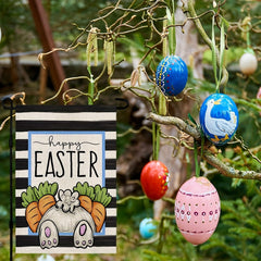 Happy Easter Garden Flag Rabbit 30 48 45 72 Cm Double Sided Carrots Stripes