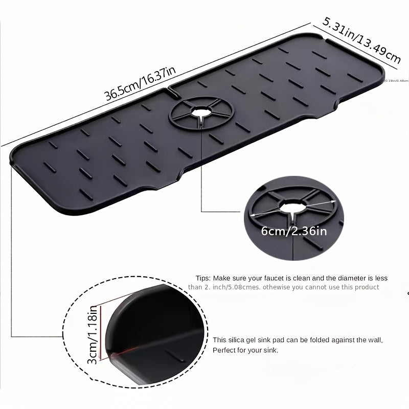 Silicone Faucet Drain Mat Kitchen Waterproof Dry Drain Pad Bathroom Countertop