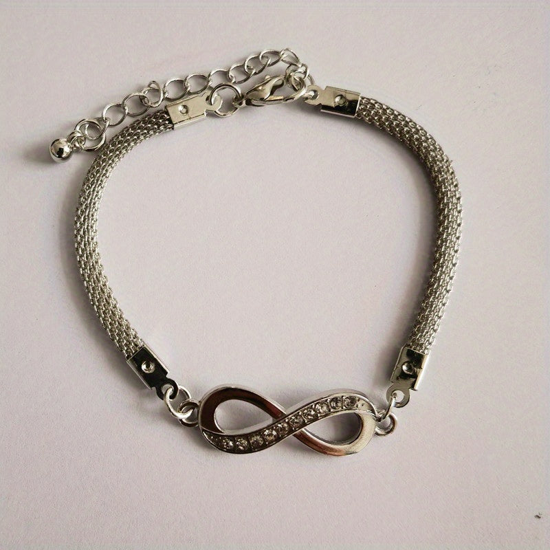 Rhinestone Infinity Bracelet 8 Number Pendant Couple Bracelets