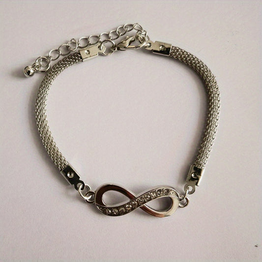Rhinestone Infinity Bracelet 8 Number Pendant Couple Bracelets