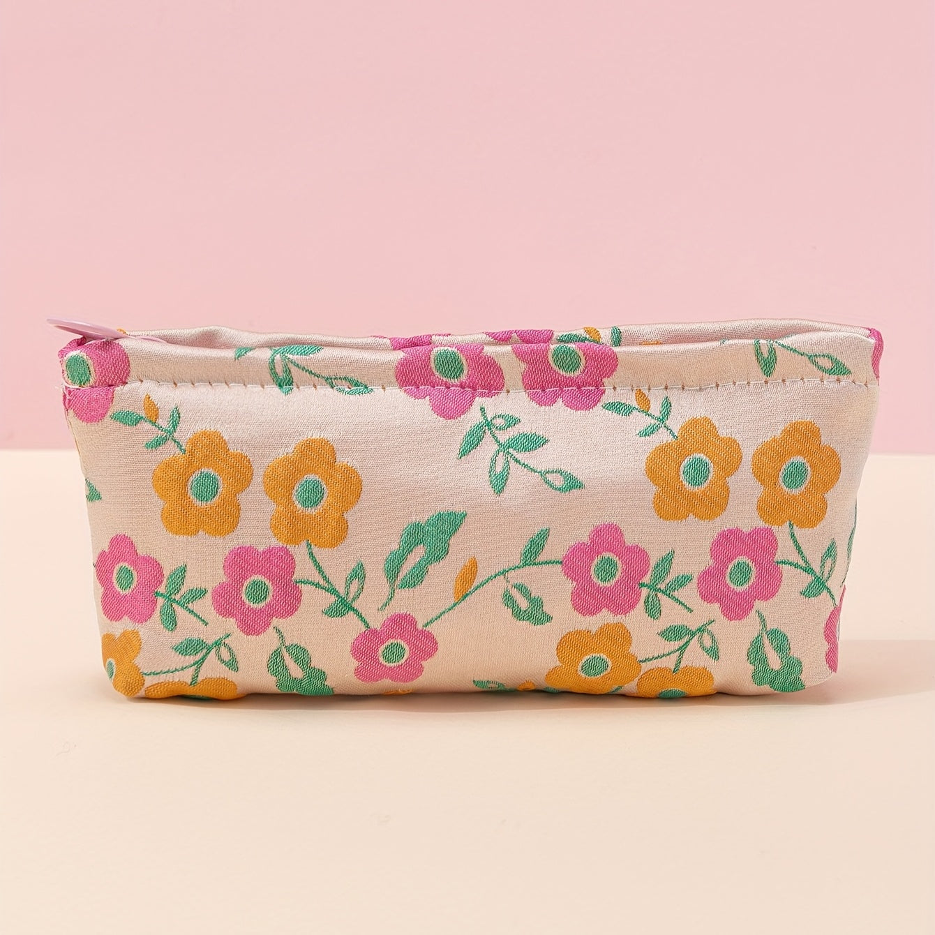 Pink Flower Makeup Bag Travel Toiletry Organizer Girls Women