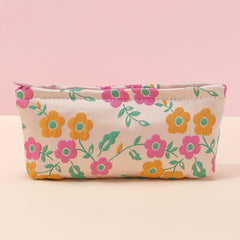 Pink Flower Makeup Bag Travel Toiletry Organizer Girls Women