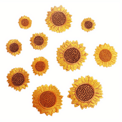 11pcs Sunflower Iron-On Patches Sew-On Embroidered Applique Repair DIY Crafts