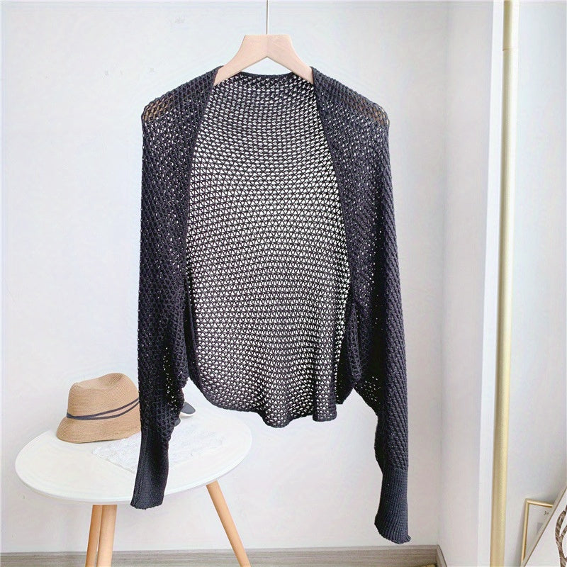 Knit Hollow Out Shawl Solid Outwear Cardigan for Evening Party Dress
