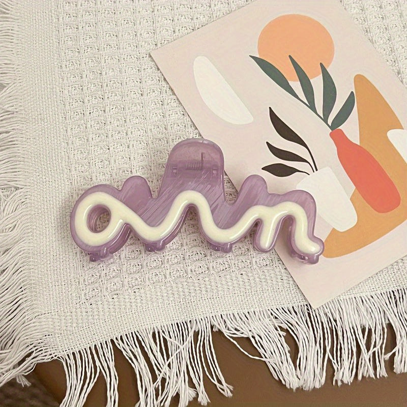 Colorful Wavy Hair Claw Nonslip Ponytail Holder Hair Claw Women Girls Hair Acces
