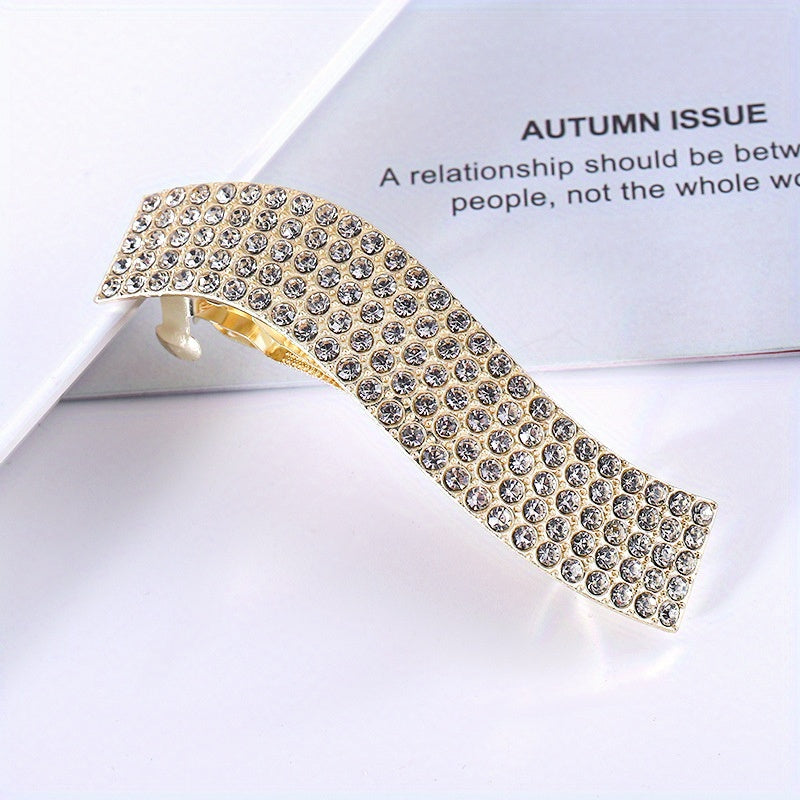 Rhinestone & Pearl Hair Clip French Barrette Accessory
