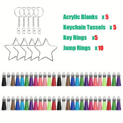 25Pcs Sublimation Acrylic Blanks Keychains DIY Crafts Decoration