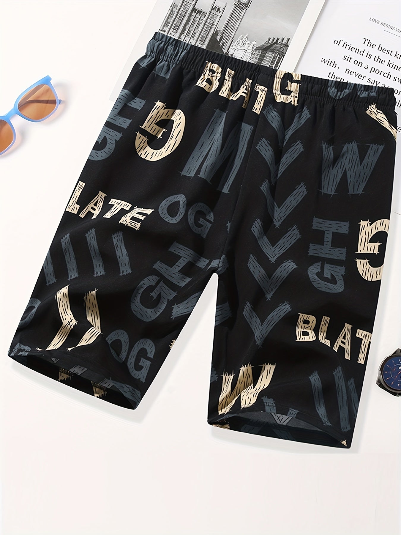 Men's Comics Beach Shorts Active Slightly Stretch Drawstring Shorts