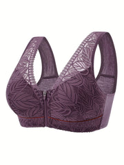 3 Pack Women's Plus Leaf Jacquard Lace Tank Bras Set