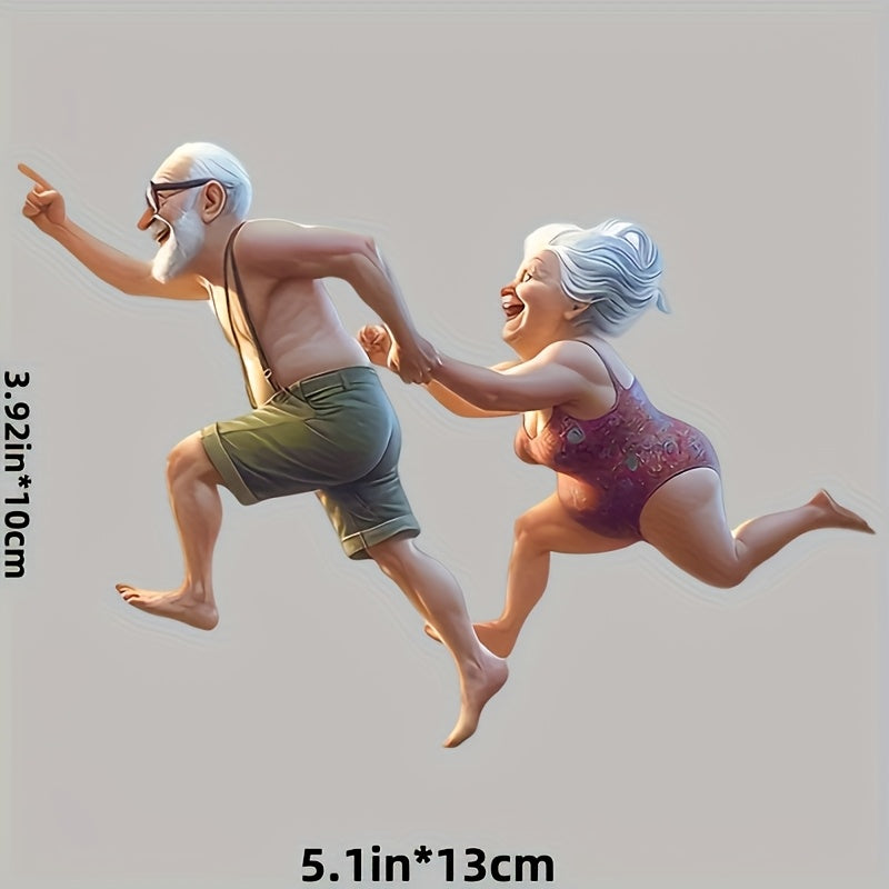 Fun Running Couple Vinyl Waterproof Decals - Smooth Scratch Cover Stickers