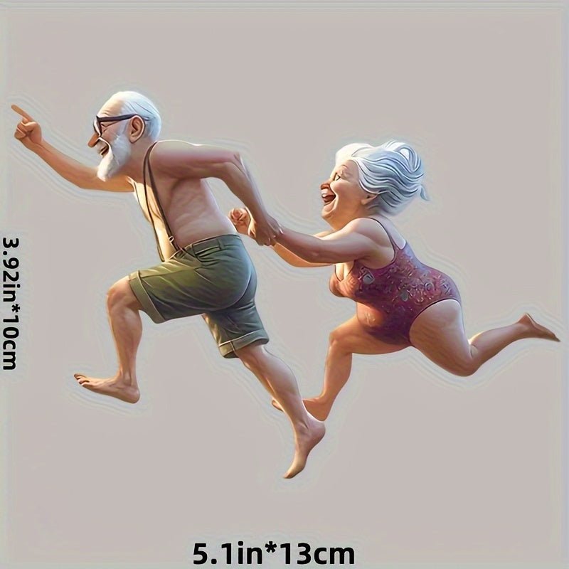 Fun Running Couple Vinyl Waterproof Decals - Smooth Scratch Cover Stickers
