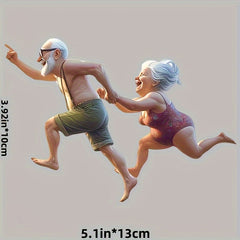 Fun Running Couple Vinyl Waterproof Decals - Smooth Scratch Cover Stickers