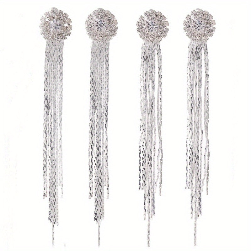 Exaggerated Rhinestones Tassel Earrings For Women