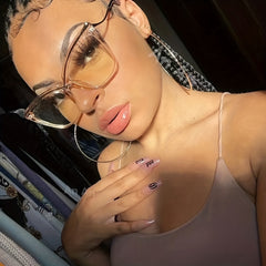 Oversized Cat Eye Floral Print Frame Retro Clear Lens Glasses