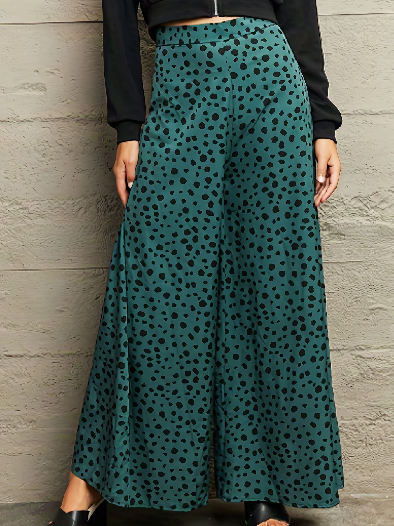 Women's Plus Dalmatian Print Wide Leg Trousers