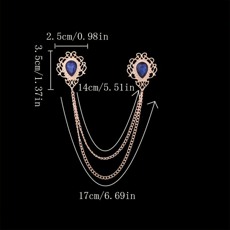 Men's Collar Pin Water Drop Tassel Corsage Shirt Decoration Buckle Pin