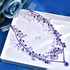 Women's Purple Beaded Crown Headwear for Halloween & Independence Celebrations