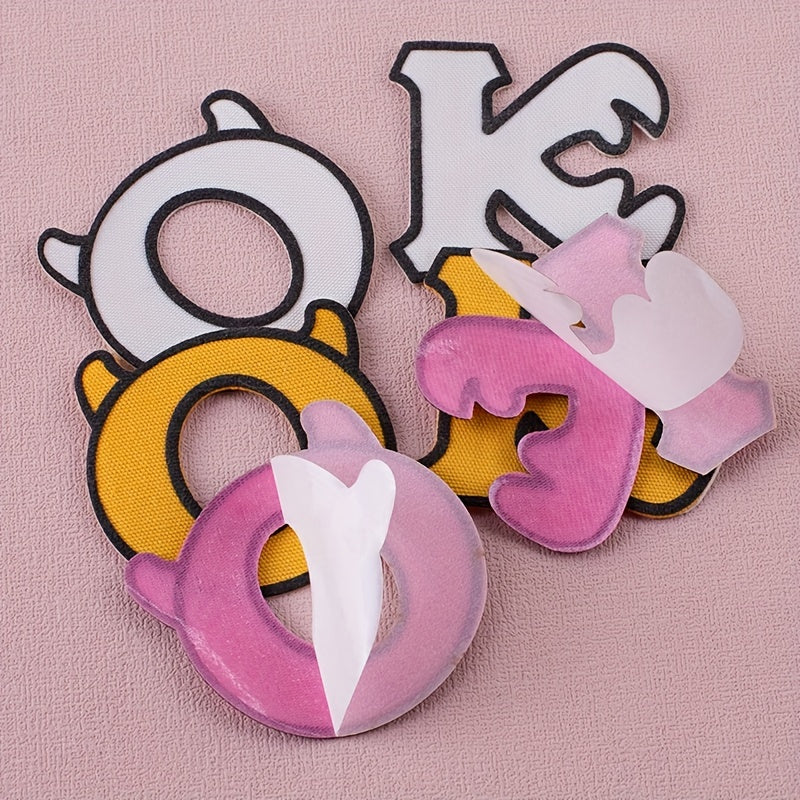 6PCS 3D Printing Letter Style Cloth Stickers - Creative Decorative Sewable Irona