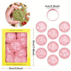 9pcs Christmas Sandwich Biscuit 3D Cookie Press Mold Set