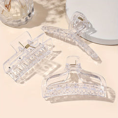 3pcs Large Hair Claw Transparent Plastic Shark Claw Style Hair Accessories