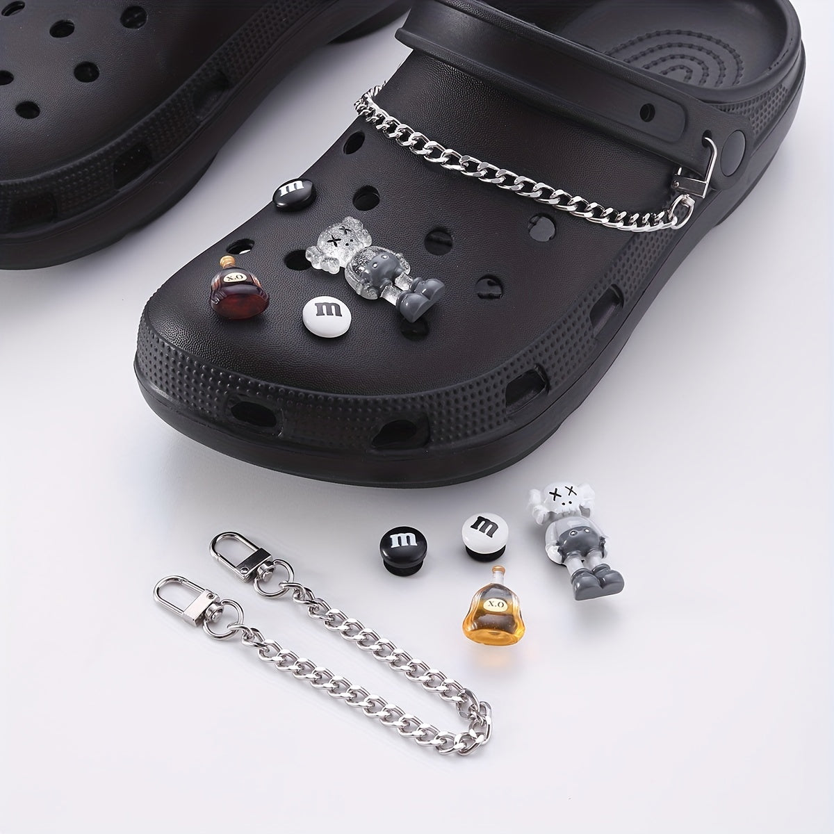 10pcs Mini Drink Bottle Shoe Charm Chain Clogs Buckle Sandal Slipper